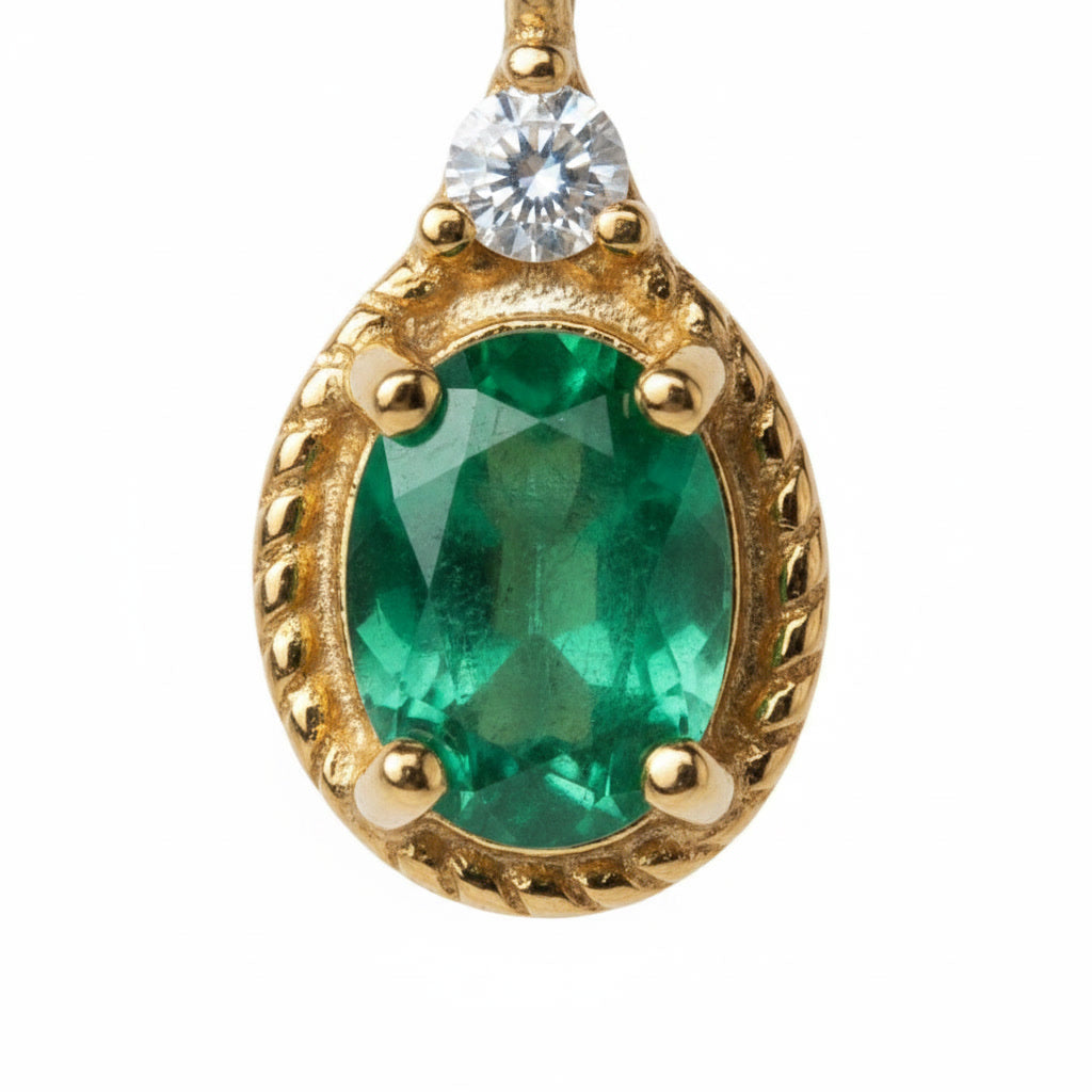 Dainty Emerald Dangle Earrings 3x4mm 925 Sterling Silver