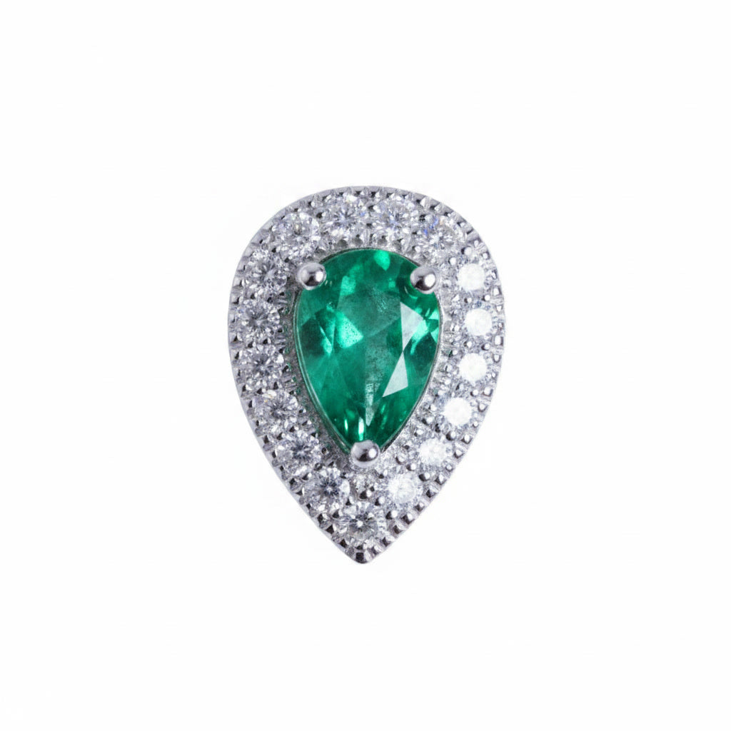 Colombian Emerald Stud Earrings Pear Cut 3x5mm 925 Sterling Silver