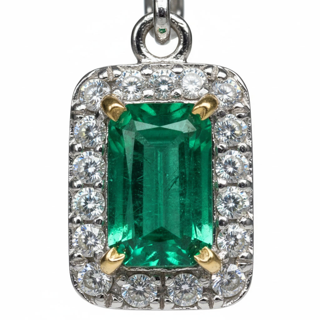 Emerald Cut Colombian Emerald Dangle Earrings 3x5mm