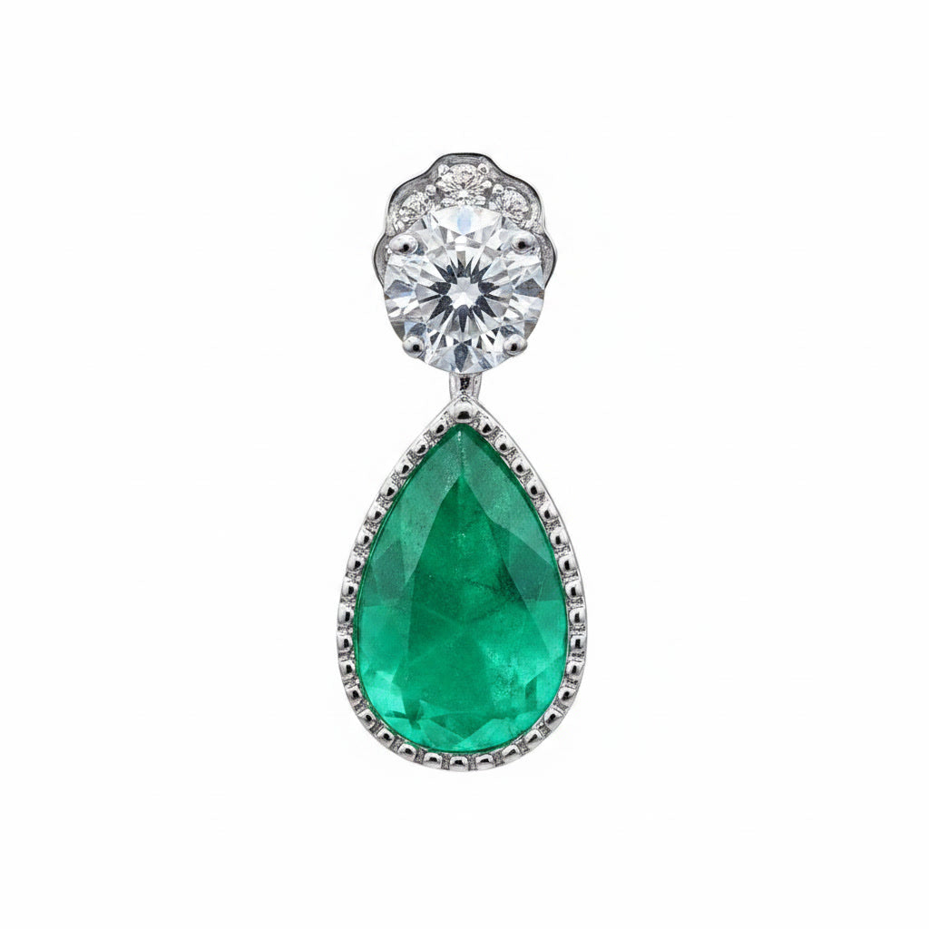 Emerald Teardrop Stud Earrings 4x6mm Natural Emerald