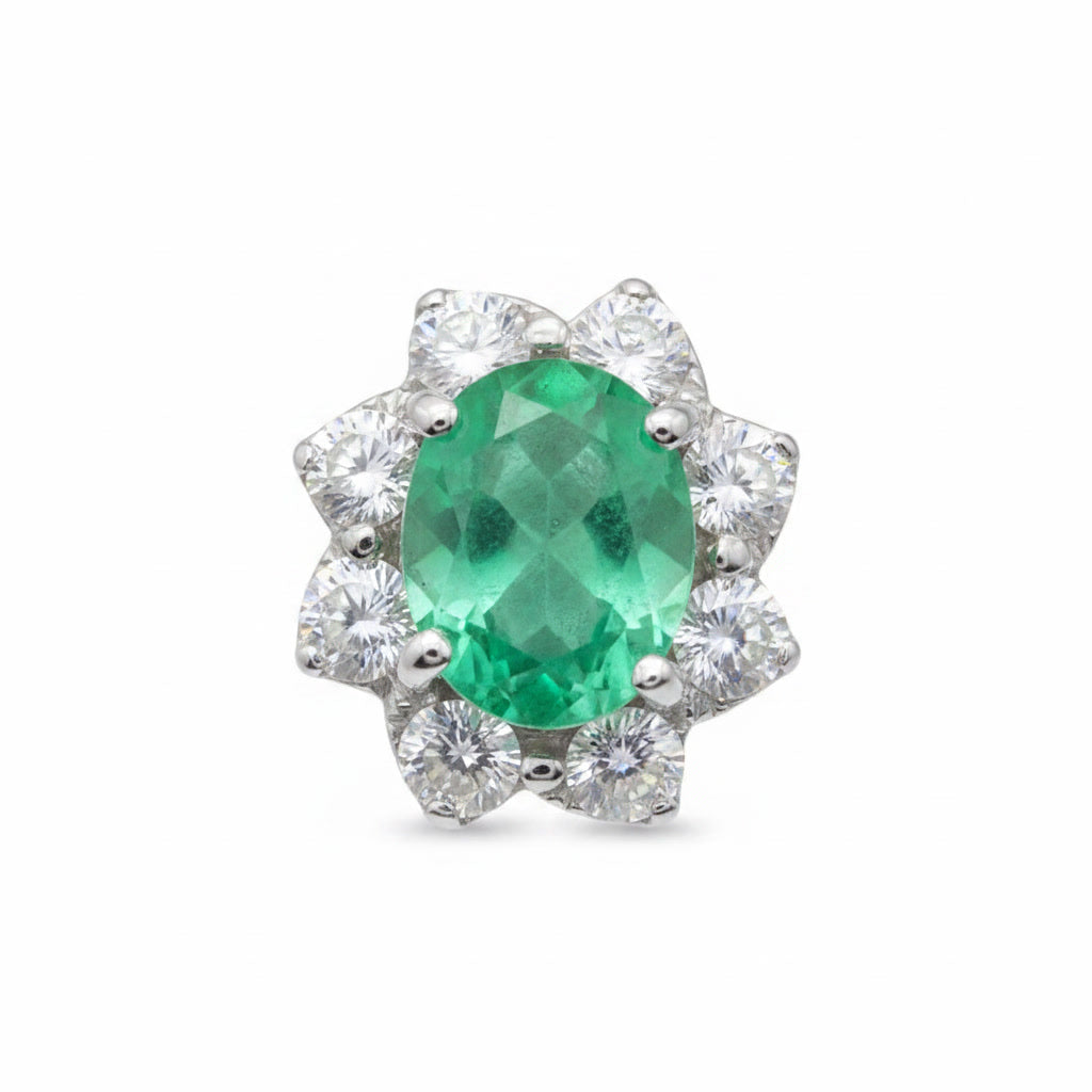 Natural 4x5mm Colombian Emerald Stud Earrings 925 Sterling Silver