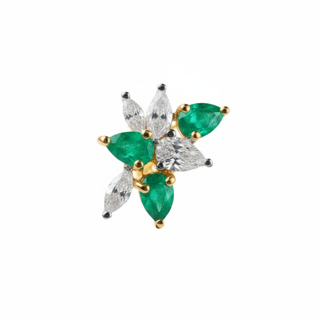 Natural Emerald Pear Cut Cluster Earrings 3x4mm VVS Grade