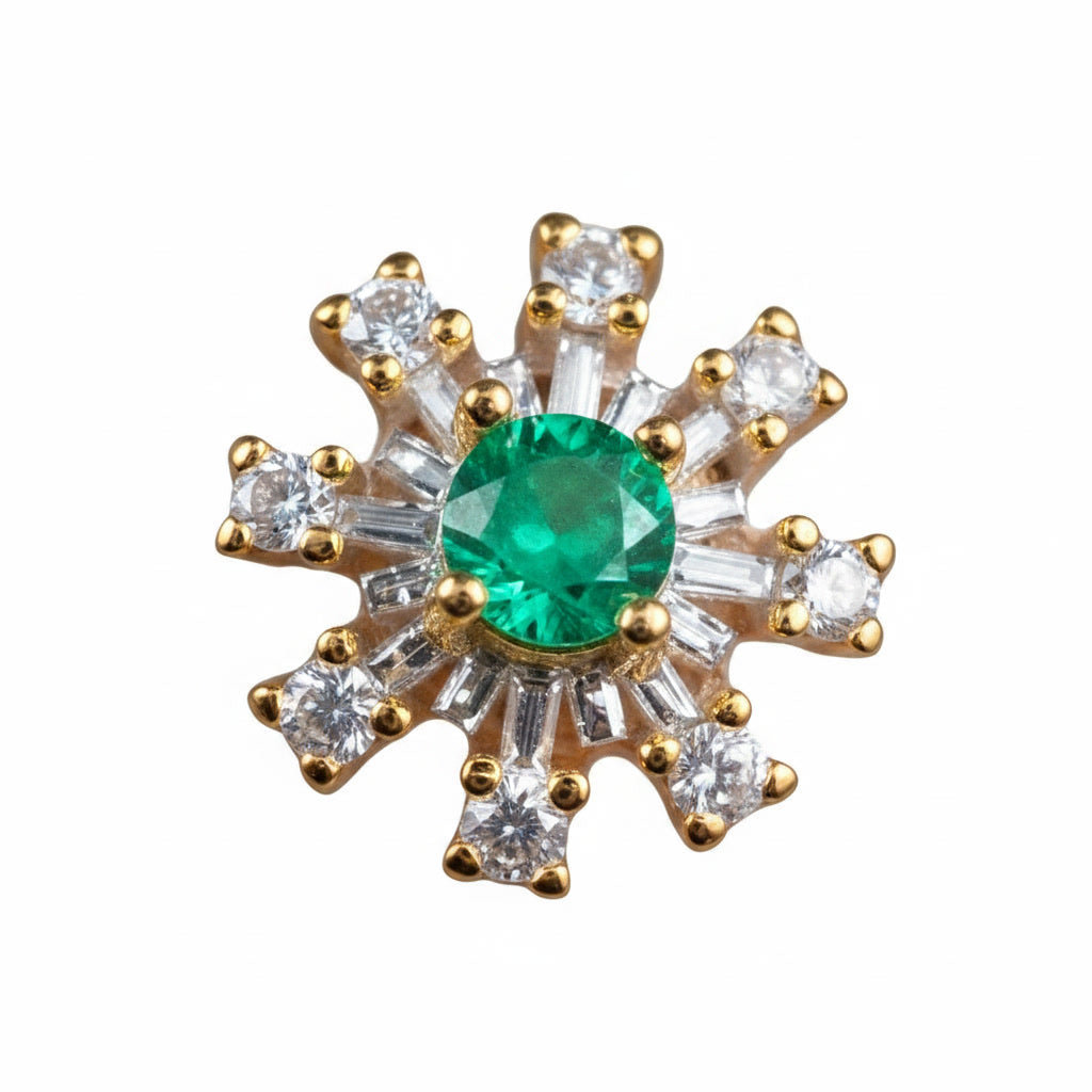 Colombian Emerald Dainty Flower Earrings