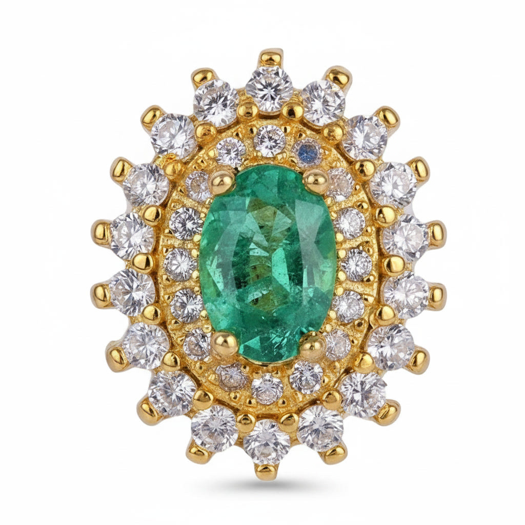 Colombian Emerald Cluster Stud Earrings 4x6mm