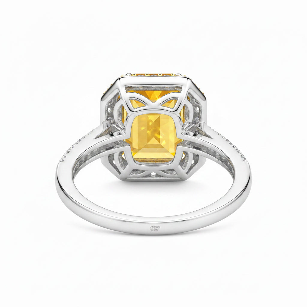 Detailed alternate view of natural citrine Art Deco inspired statement ring