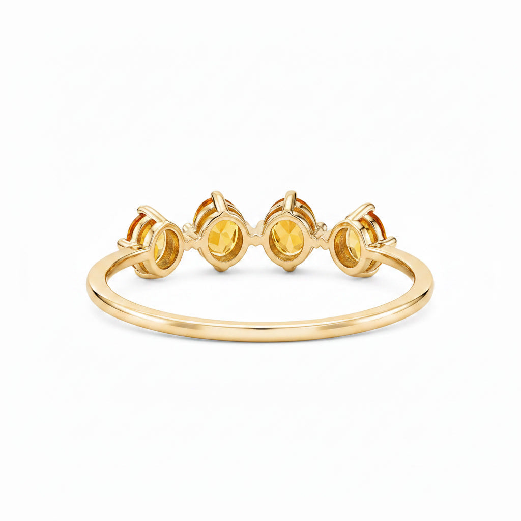 Natural Citrine Ring – 3x4mm Oval Cut Gemstone Band in 925 Sterling Silver
