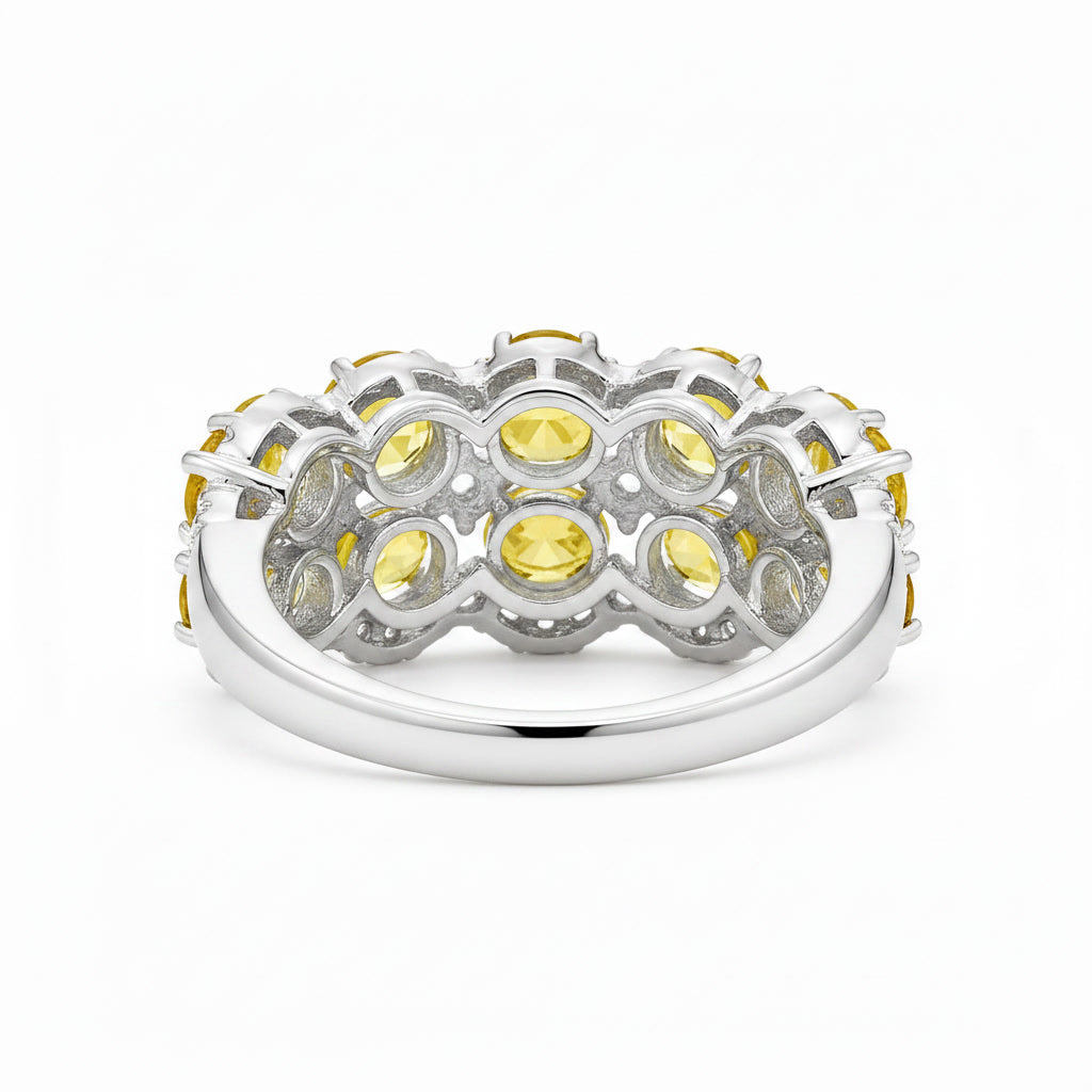 Detailed alternate view of natural citrine double row statement band