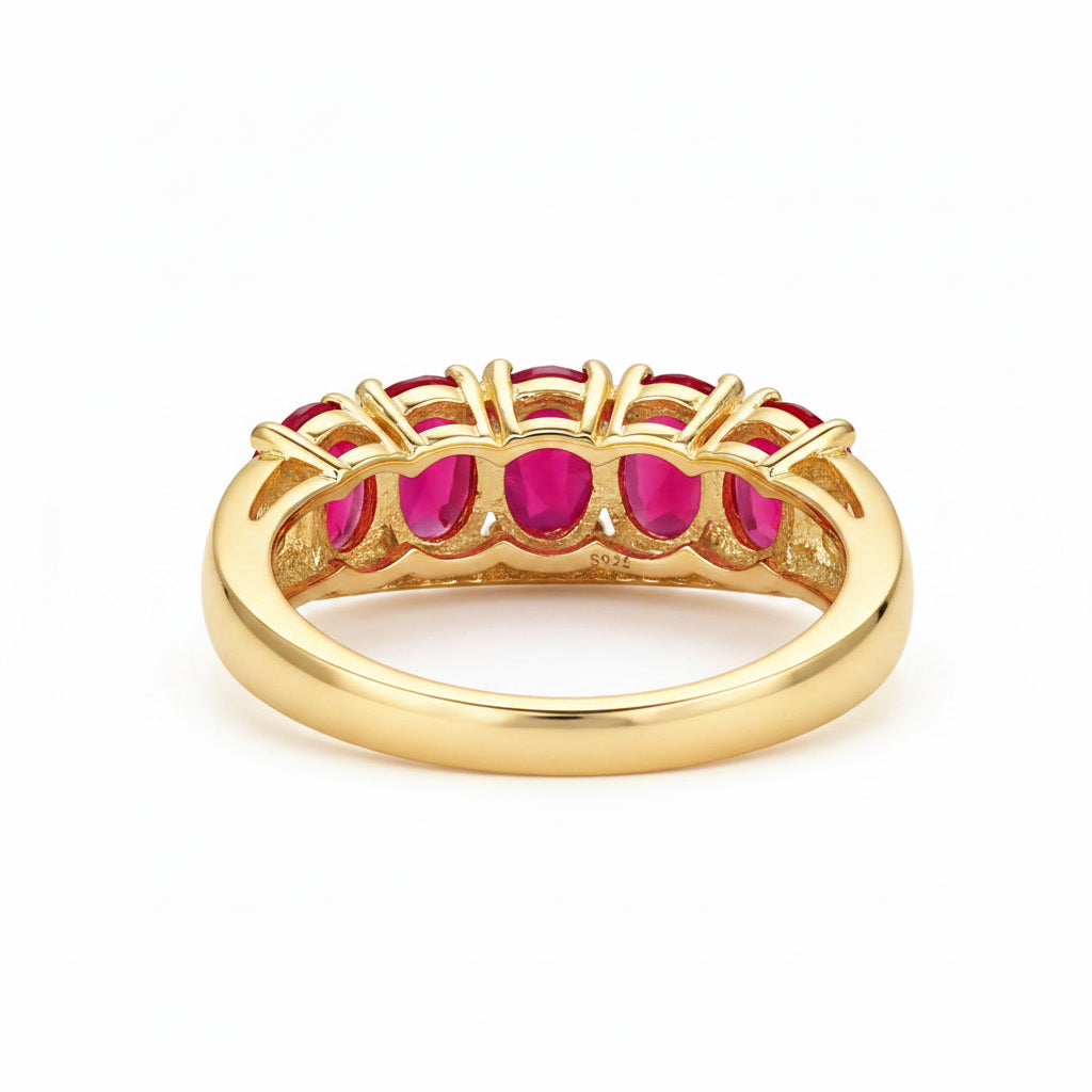 Natural Ruby Band Ring – 3x5mm Oval Ruby 925 Sterling Silver | PHIMSERA