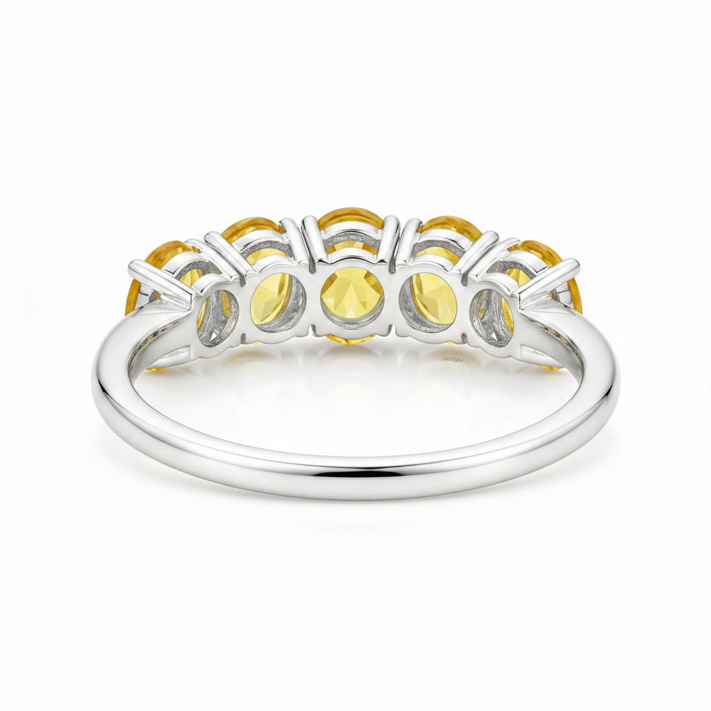 Detailed alternate view of natural citrine five-stone band ring