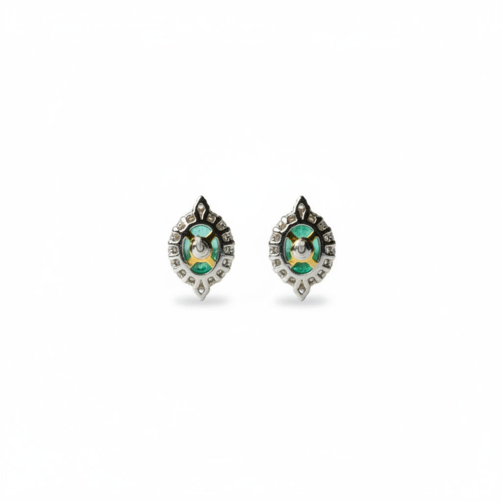 Colombian Emerald Oval Cut Stud Earrings 4x5mm