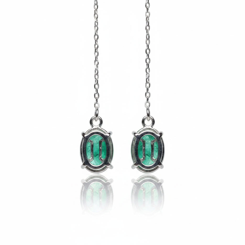 Colombian Emerald Dangle Earrings 4x6mm, 5x7mm, or 6x8mm, Natural Emerald