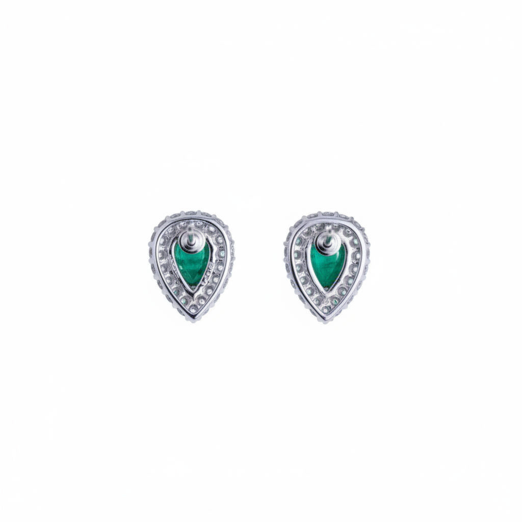 Colombian Emerald Stud Earrings Pear Cut 3x5mm 925 Sterling Silver