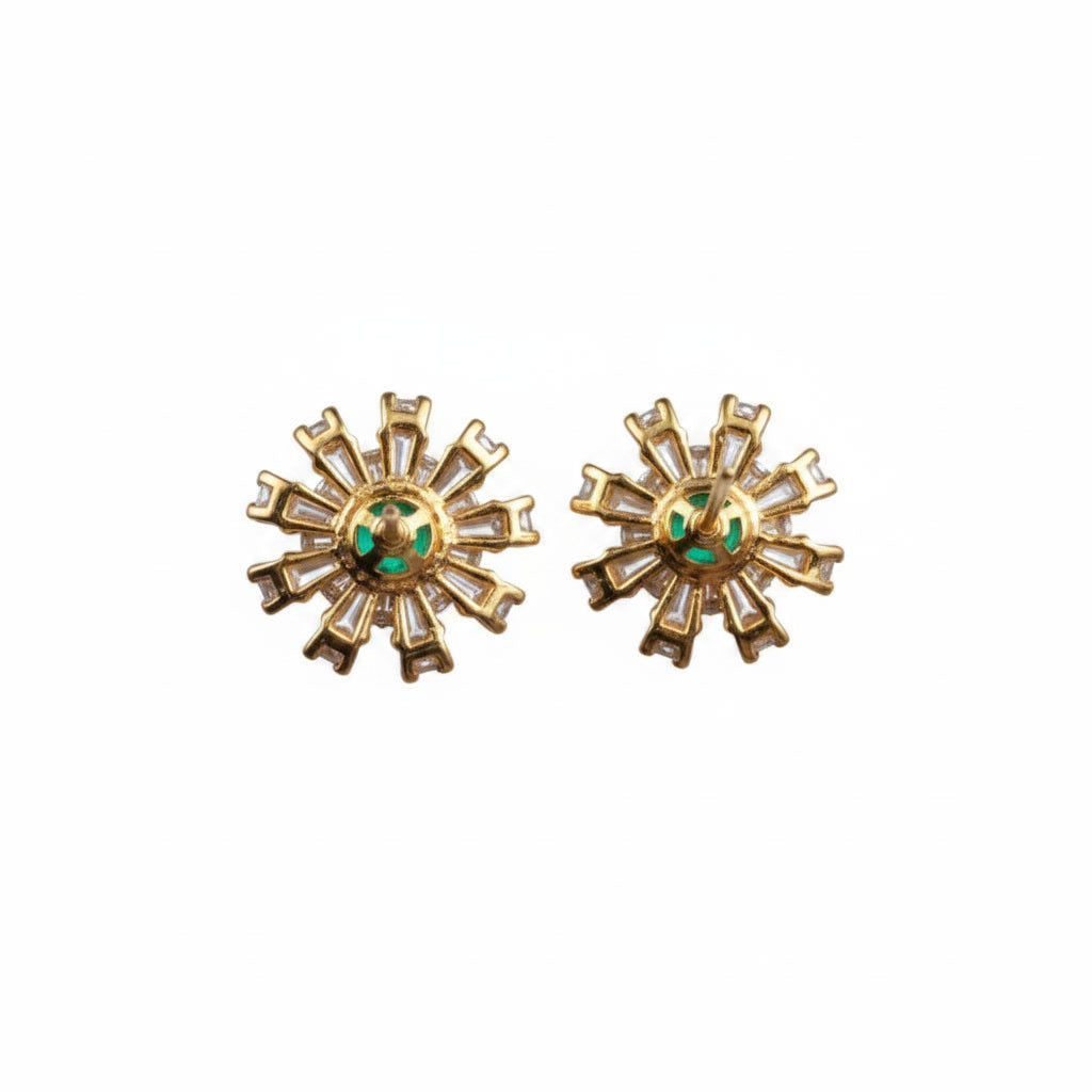 Colombian Emerald Dainty Flower Earrings