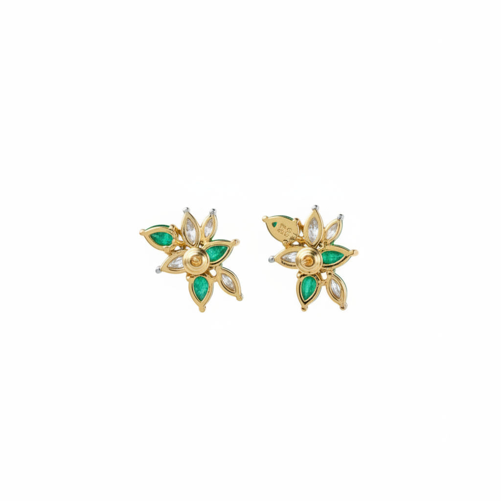 Natural Emerald Pear Cut Cluster Earrings 3x4mm VVS Grade