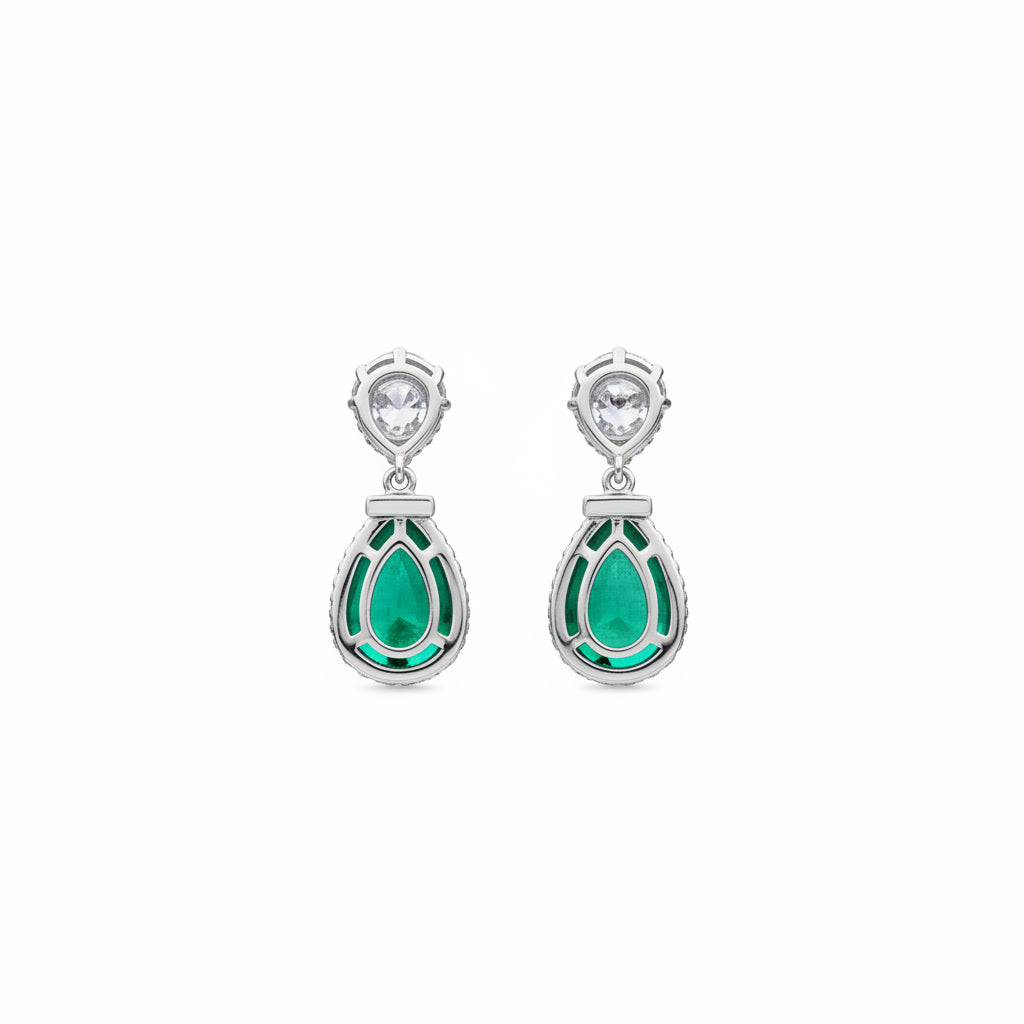 Emerald Teardrop Stud Earrings 4x6mm Natural Emerald
