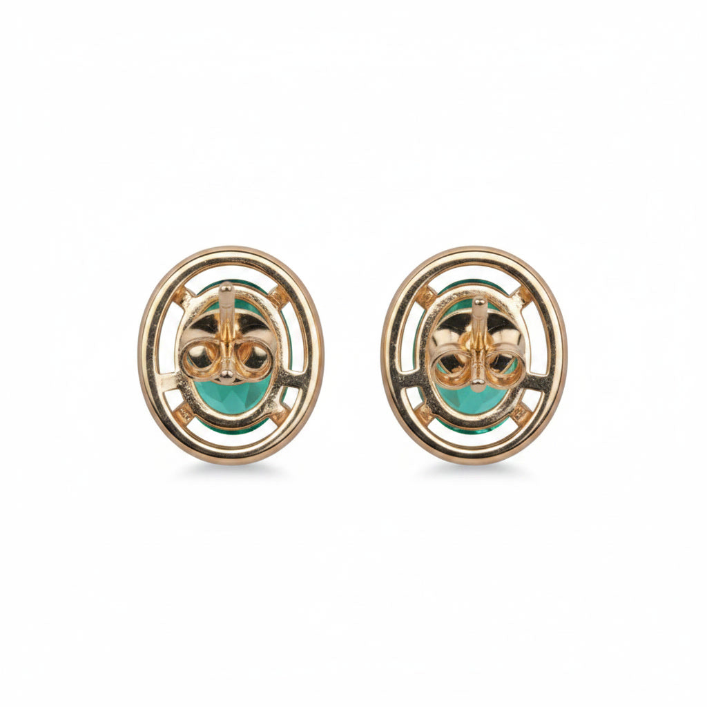 Colombian Emerald Stud Earrings 4x5mm 925 Sterling Silver