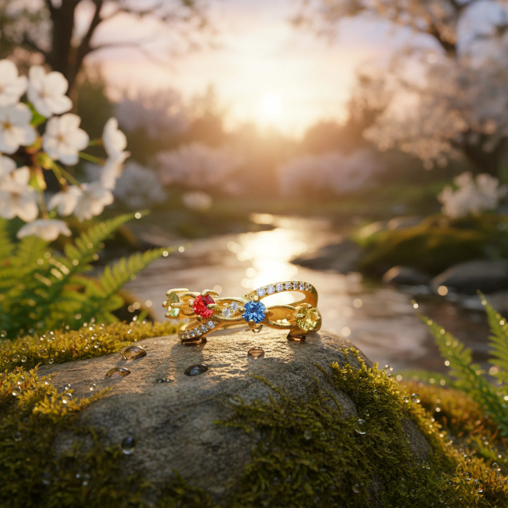 Natural Sapphire Cocktail Band Ring, Women's Natural Sapphire Rings Gold