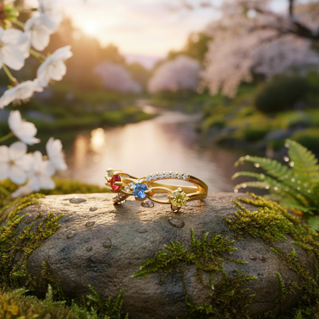 Natural Sapphire Cocktail Band Ring, Women's Natural Sapphire Rings Gold
