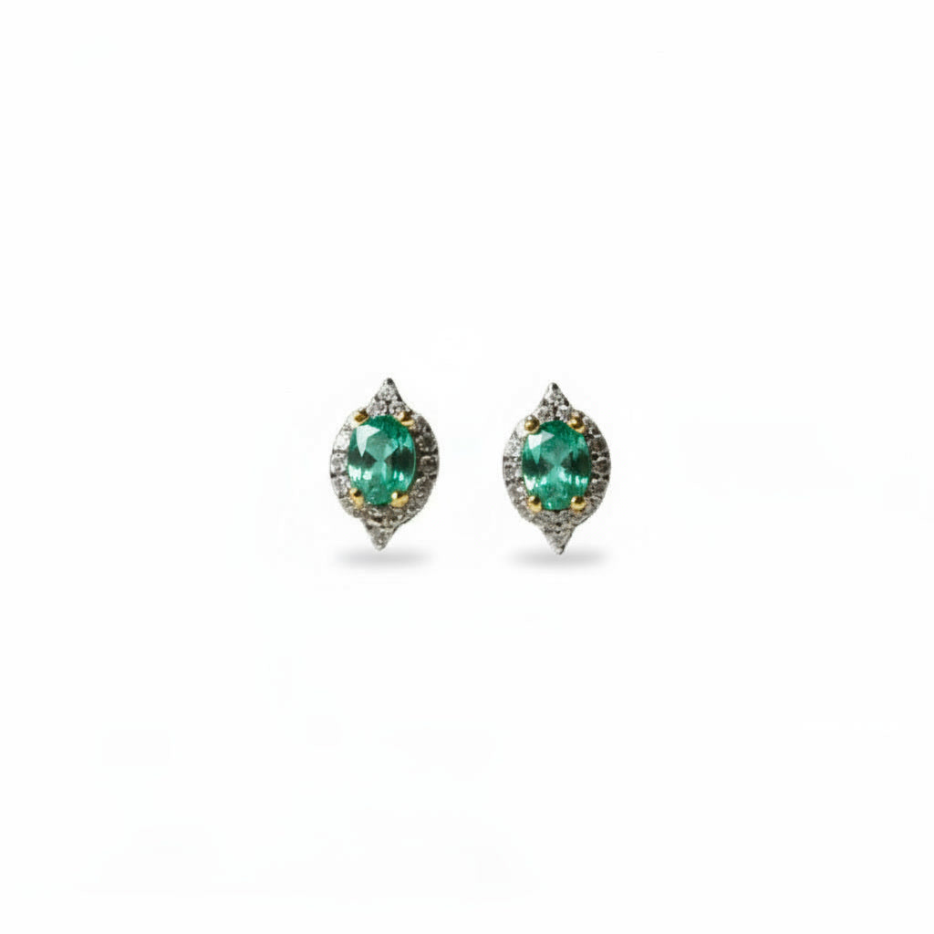 Colombian Emerald Oval Cut Stud Earrings 4x5mm