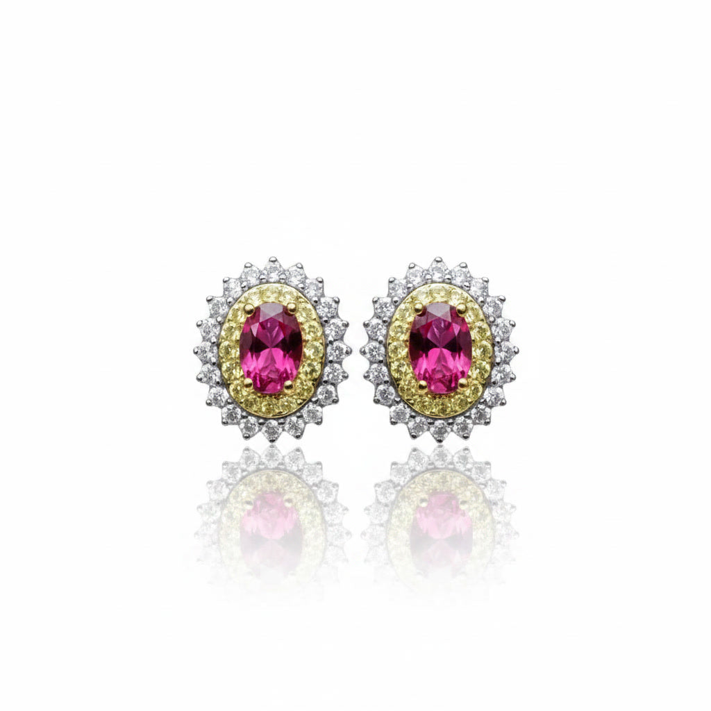 Natural Pink Tourmaline 4x6mm Stud Earrings 925 Sterling