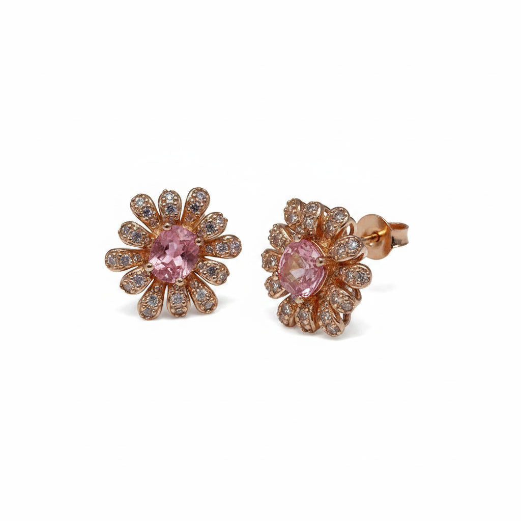 Brazilian Pink Tourmaline Earrings 5x6mm 925 Sterling Silver