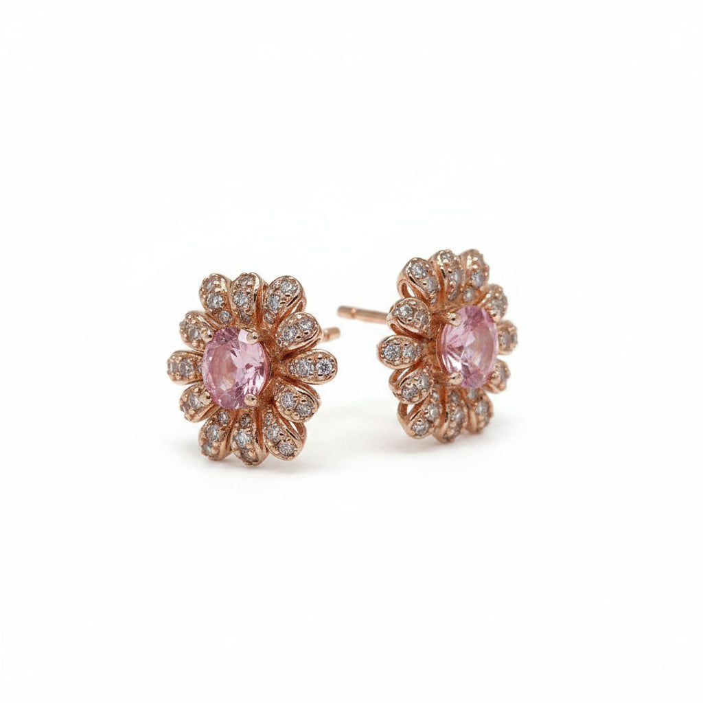 Brazilian Pink Tourmaline Earrings 5x6mm 925 Sterling Silver