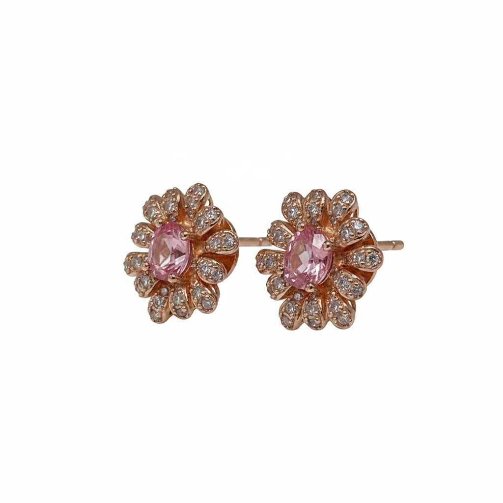 Brazilian Pink Tourmaline Earrings 5x6mm 925 Sterling Silver