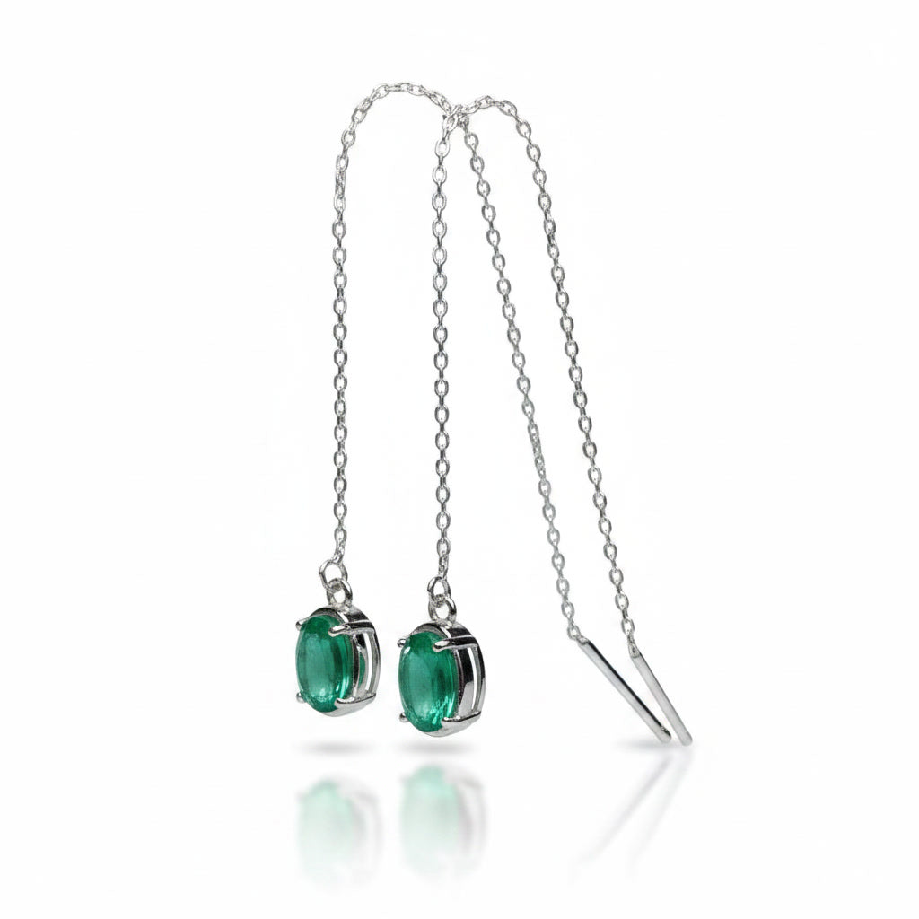Colombian Emerald Dangle Earrings 4x6mm, 5x7mm, or 6x8mm, Natural Emerald