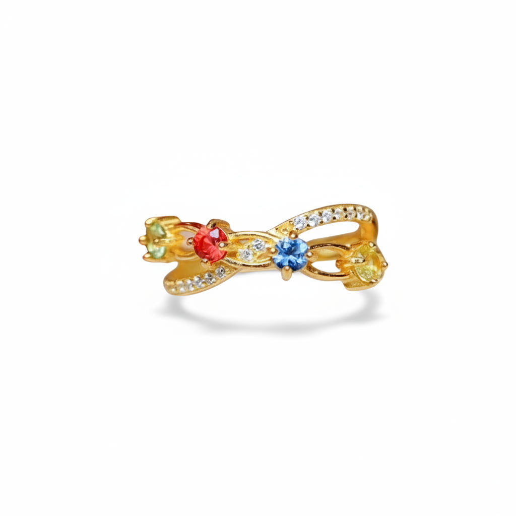 Natural Sapphire Cocktail Band Ring, Women's Natural Sapphire Rings Gold
