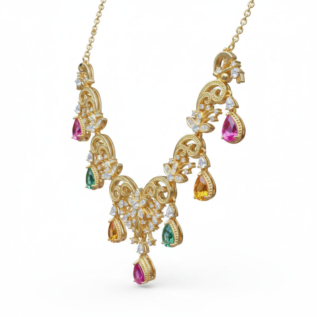Natural Tourmaline Statement Necklace, Brazilian Tourmaline Necklace Sterling