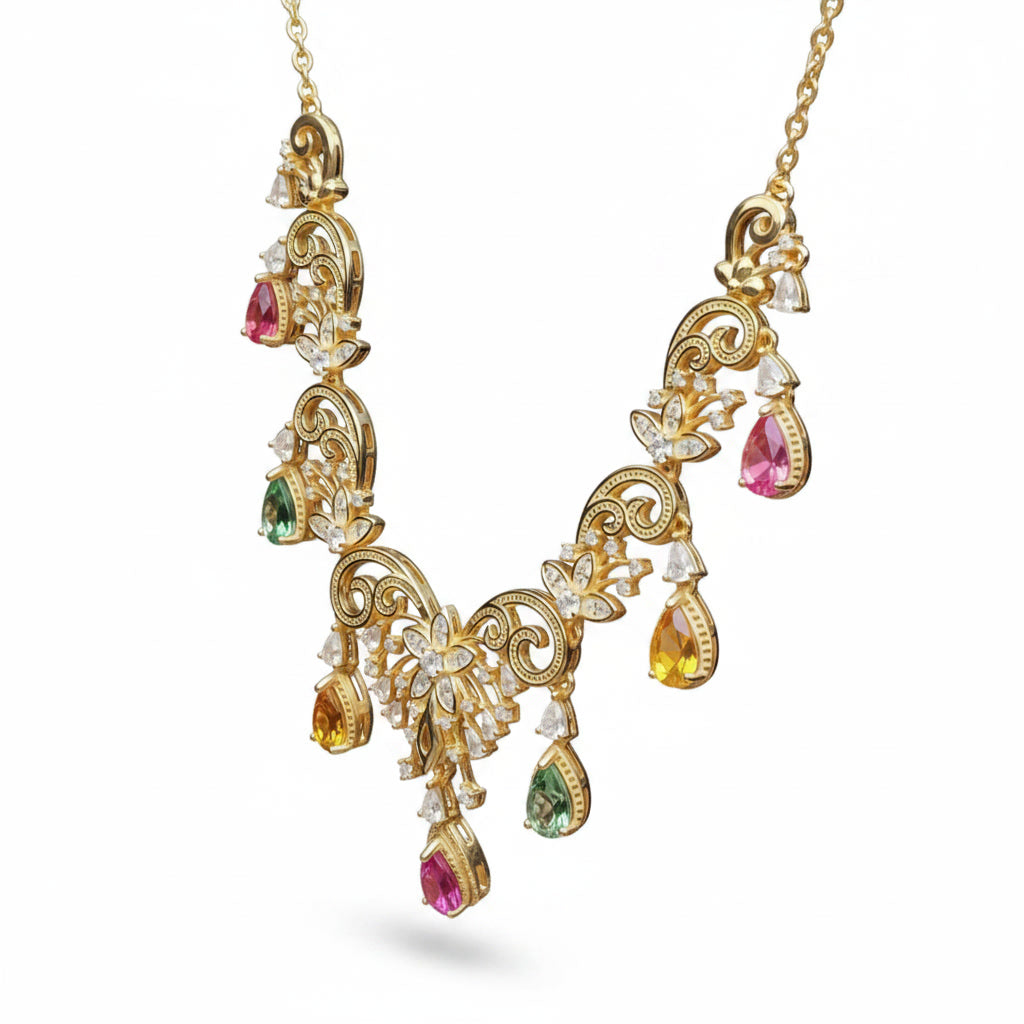 Natural Tourmaline Statement Necklace, Brazilian Tourmaline Necklace Sterling