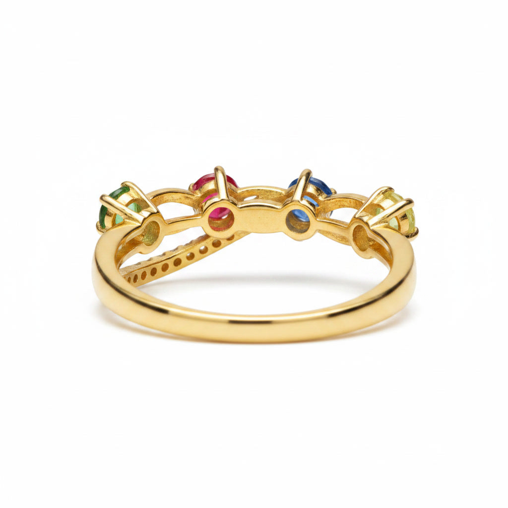 Natural Sapphire Cocktail Band Ring, Women's Natural Sapphire Rings Gold