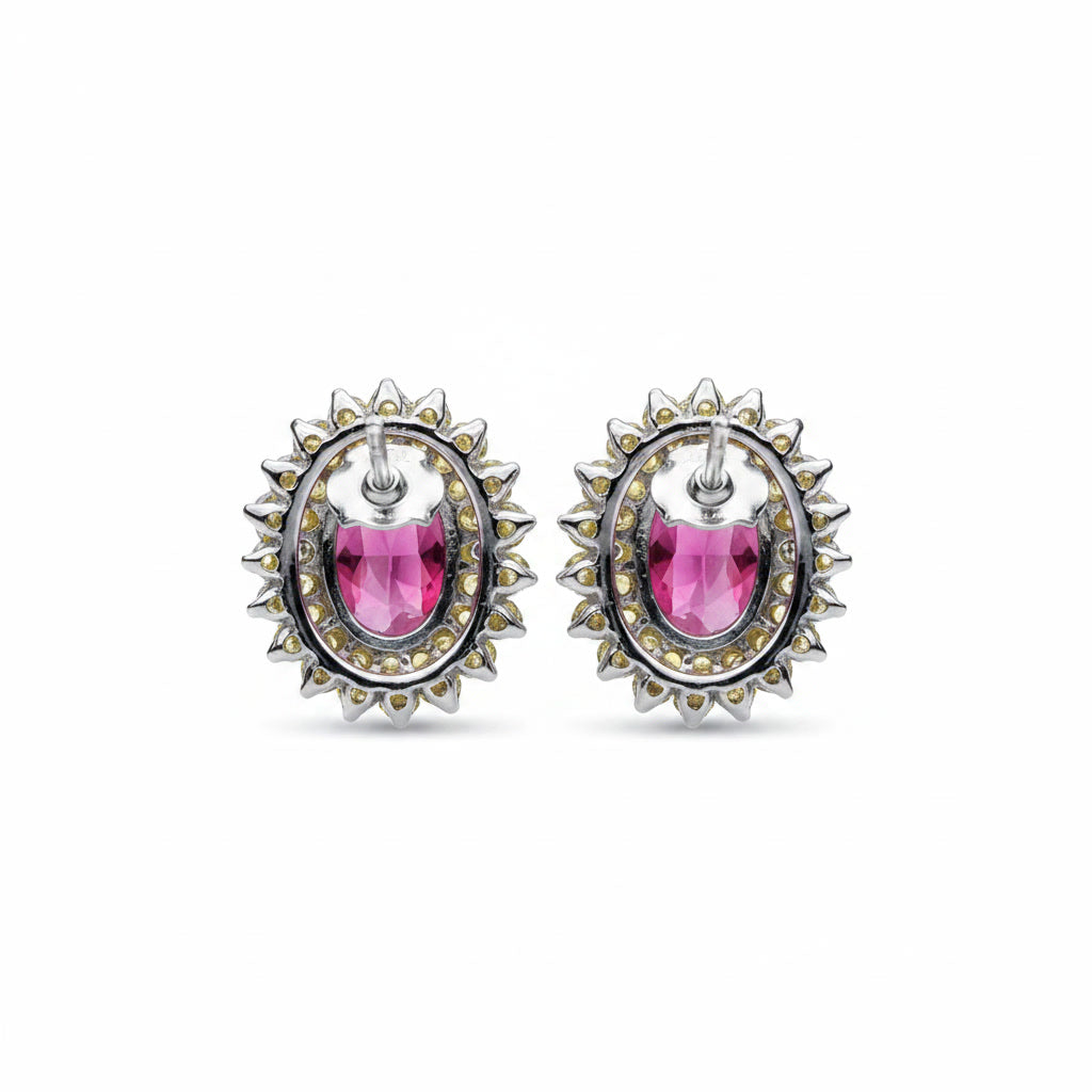 Natural Pink Tourmaline 4x6mm Stud Earrings 925 Sterling