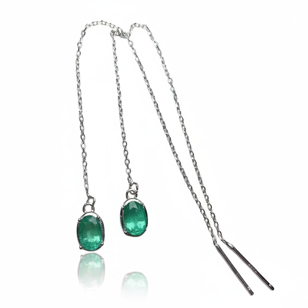 Colombian Emerald Dangle Earrings 4x6mm, 5x7mm, or 6x8mm, Natural Emerald