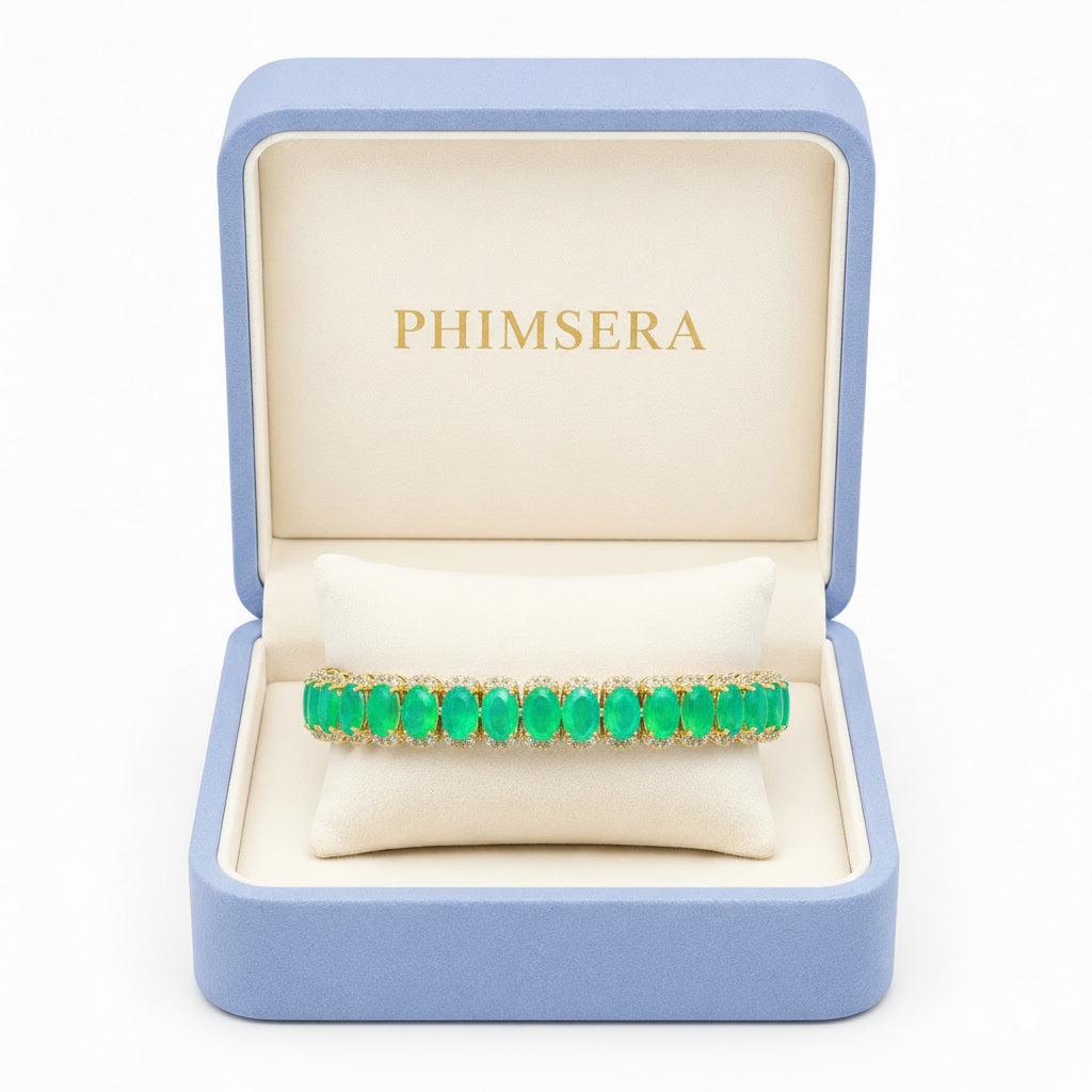 Natural Green Opal AAAAA Bracelet, Genuine Green Opal Tennis Bracelet