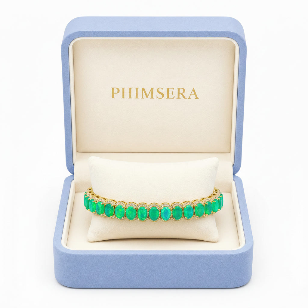 Natural Green Opal AAAAA Bracelet, Genuine Green Opal Tennis Bracelet