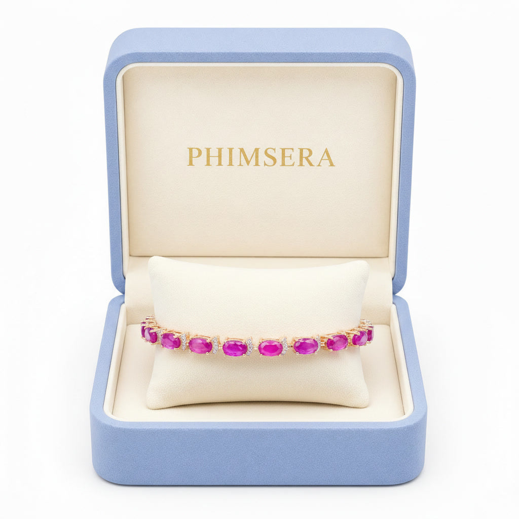 Purple Fire Opal Bracelet in Luxury Phimsera Gift Box