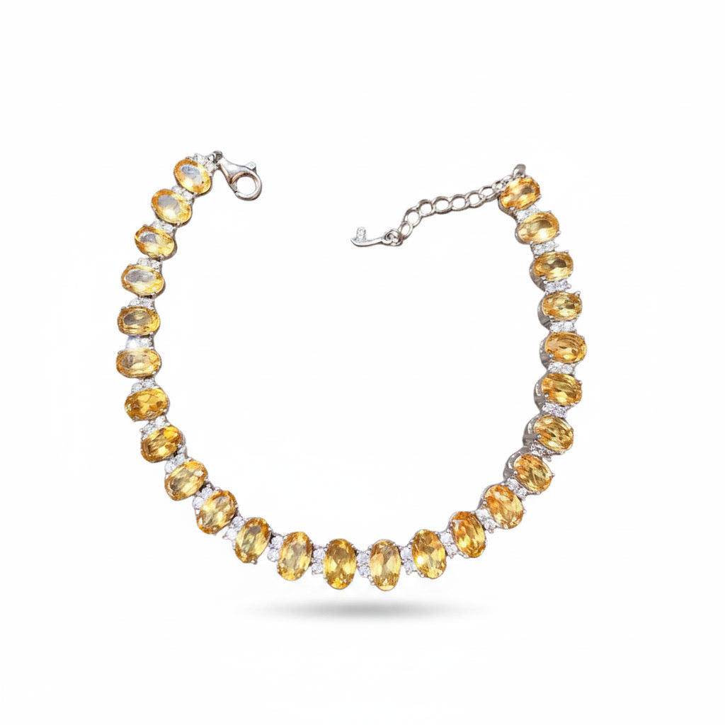 Citrine Tennis Bracelet 4x6mm 925 Sterling Silver