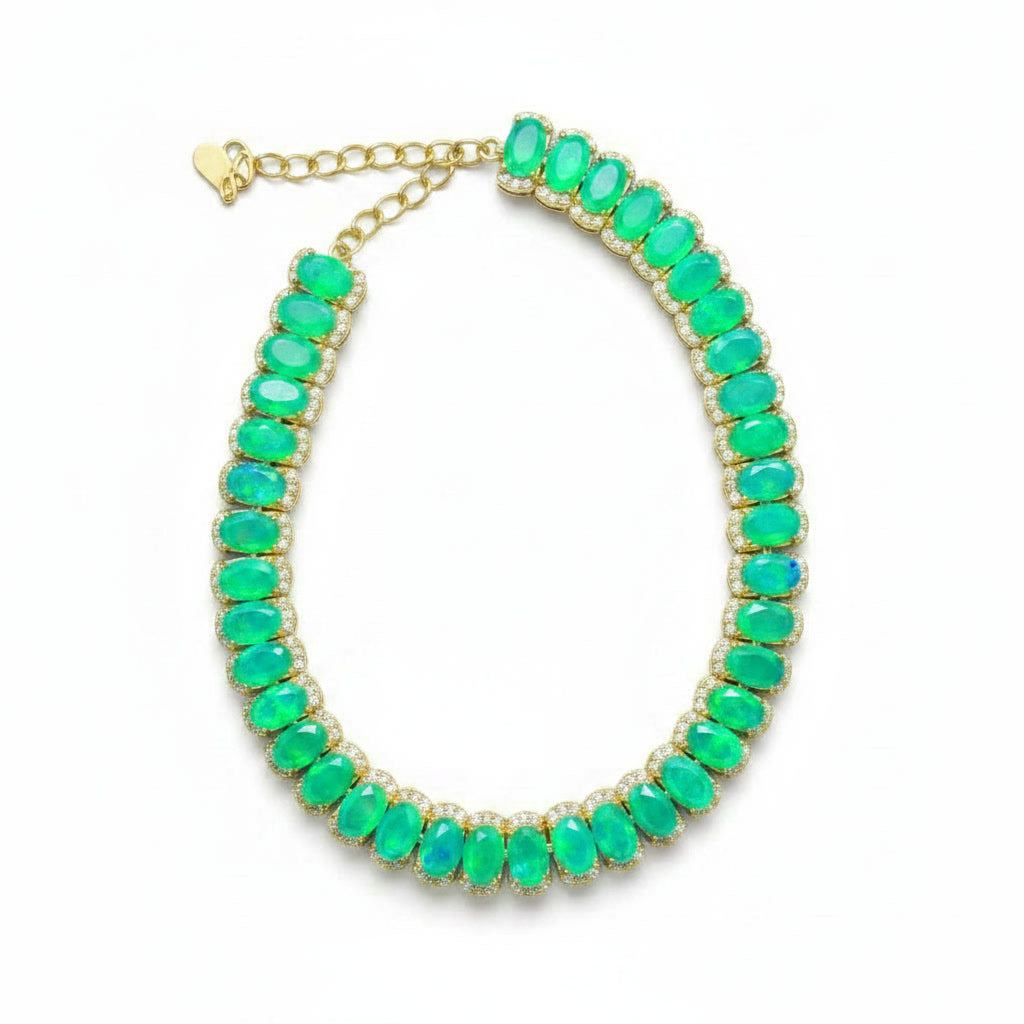 Natural Green Opal AAAAA Bracelet, Genuine Green Opal Tennis Bracelet