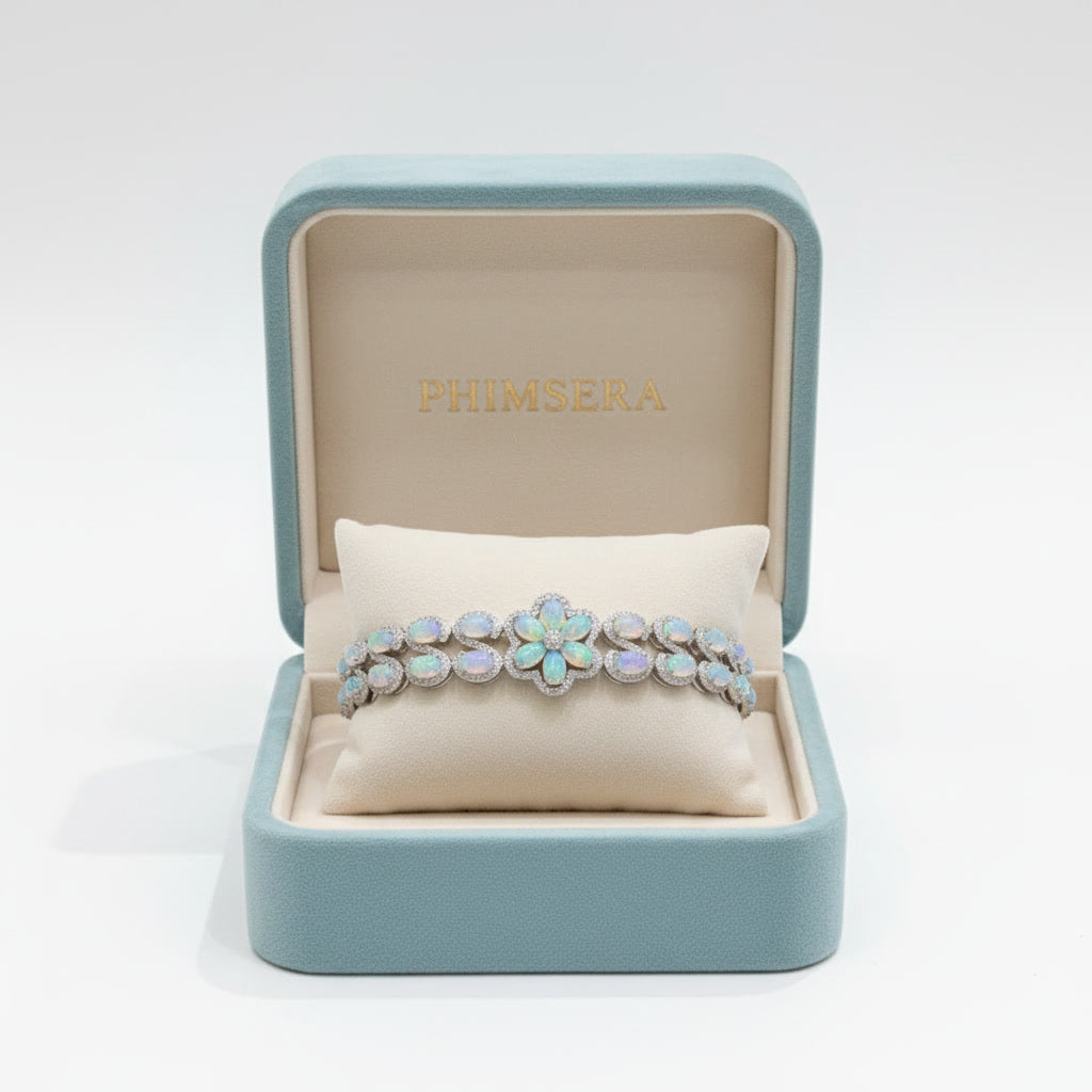 Australian Fire Opal Double Layer Tennis Bracelet