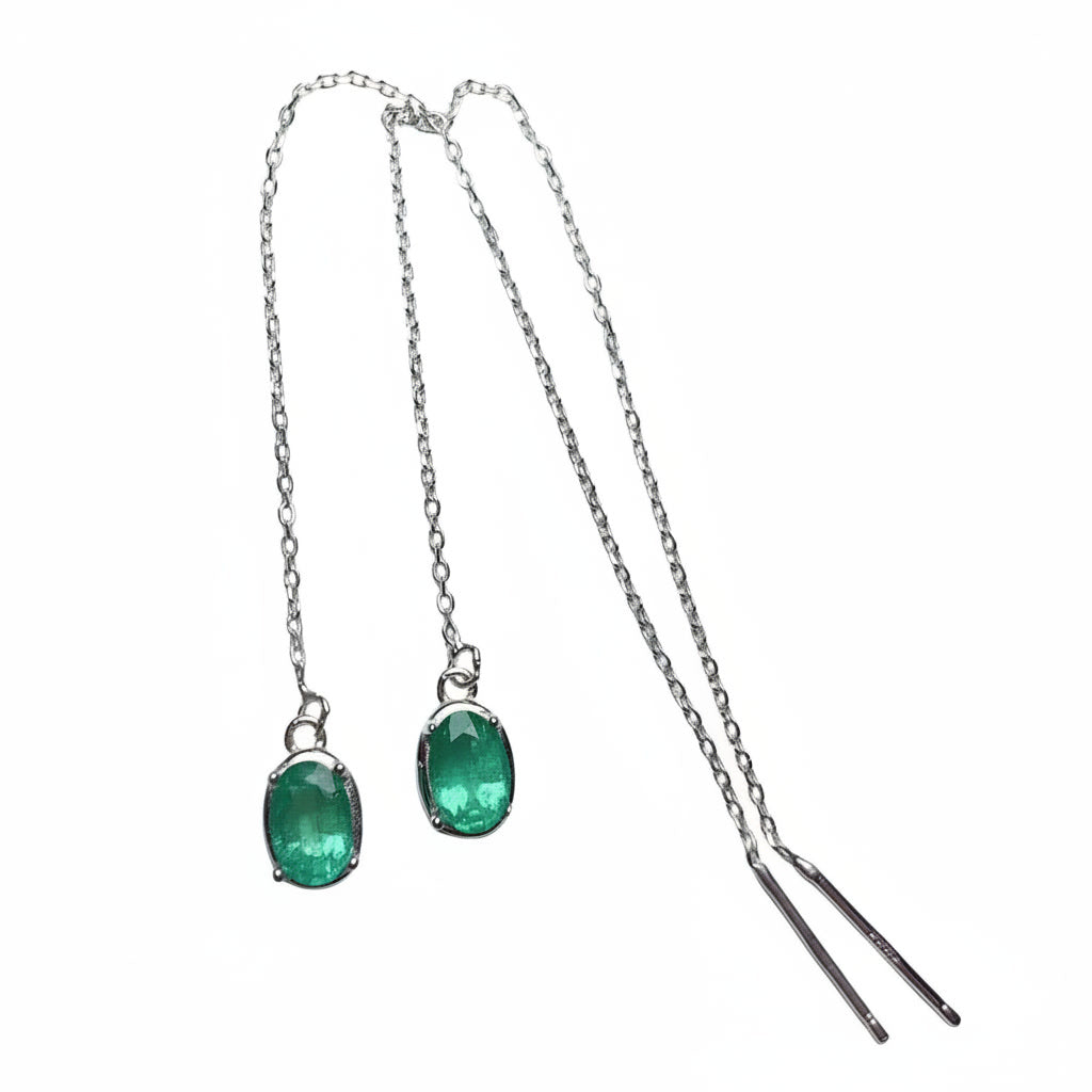 Colombian Emerald Dangle Earrings 4x6mm, 5x7mm, or 6x8mm, Natural Emerald