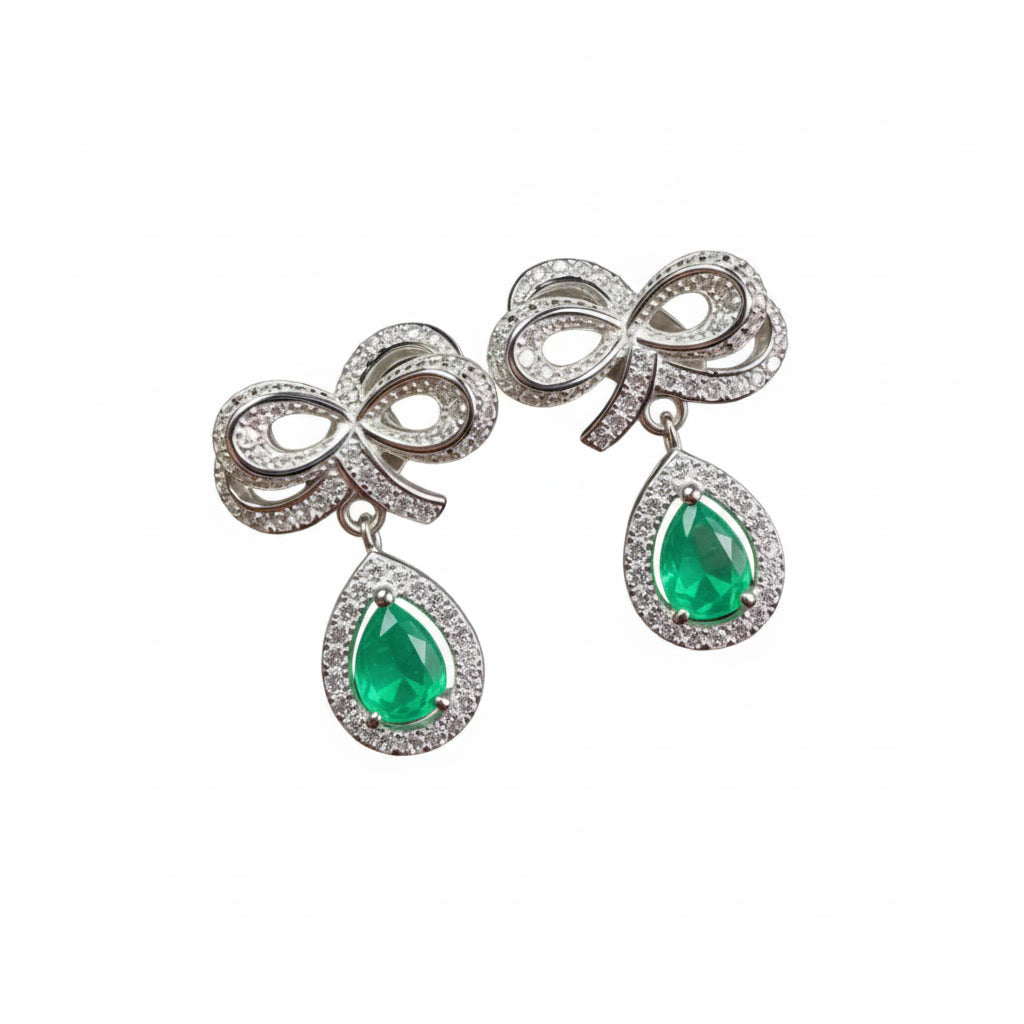 Colombian Emerald Twist Stud Earrings, Natural Emerald Stud Earrings