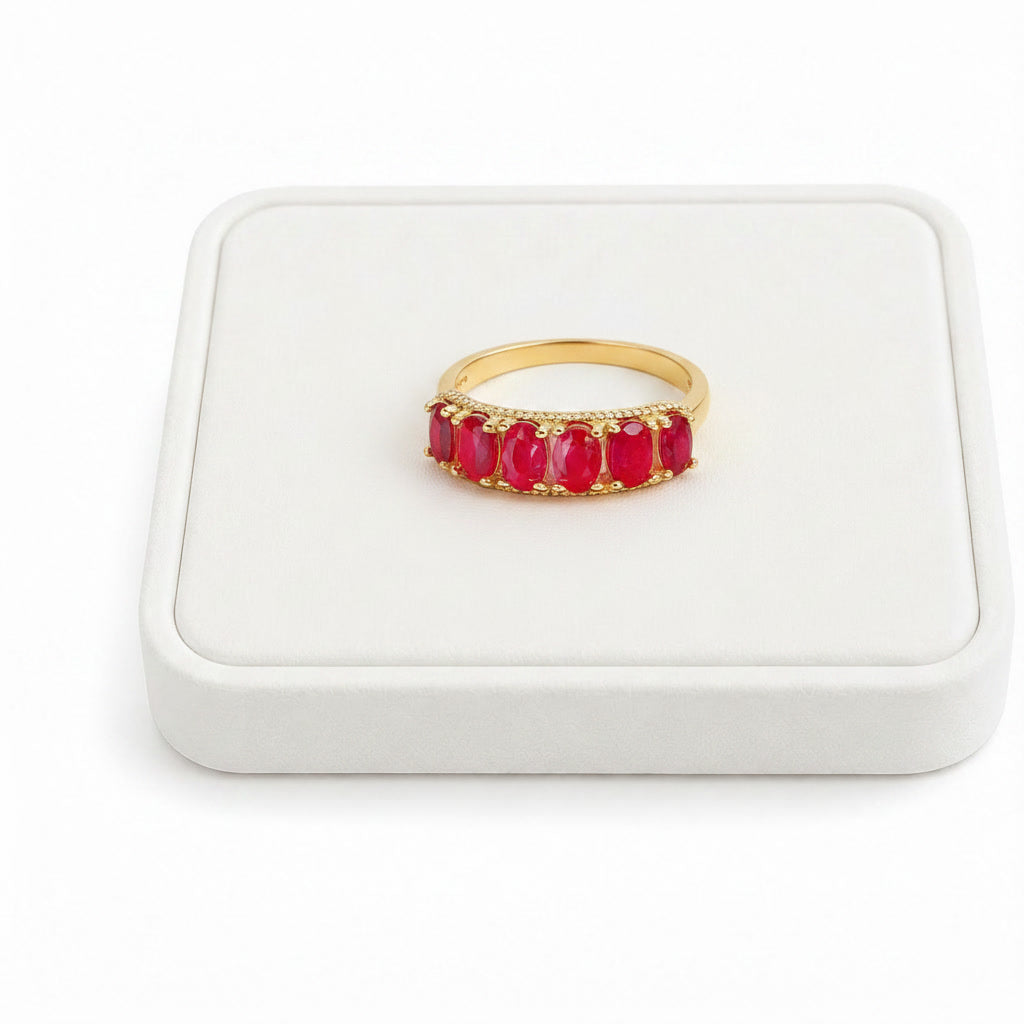 Natural Ruby Band Ring – 3x5mm Oval Ruby 925 Sterling Silver | PHIMSERA