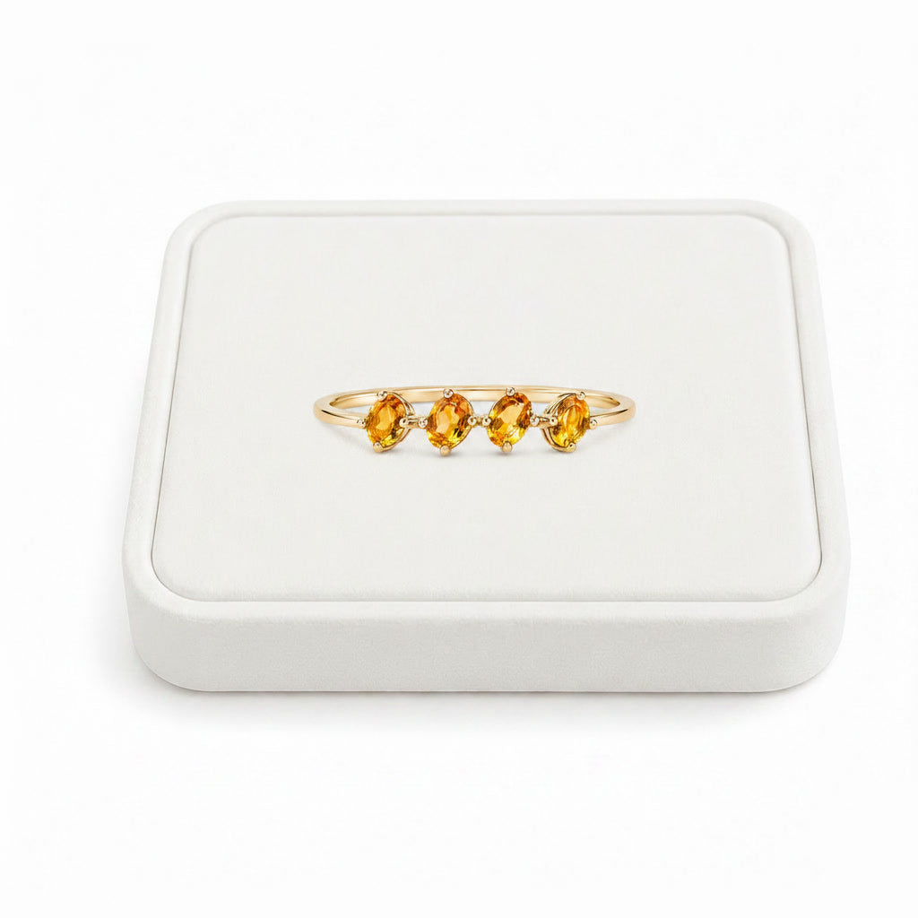Natural Citrine Ring – 3x4mm Oval Cut Gemstone Band in 925 Sterling Silver