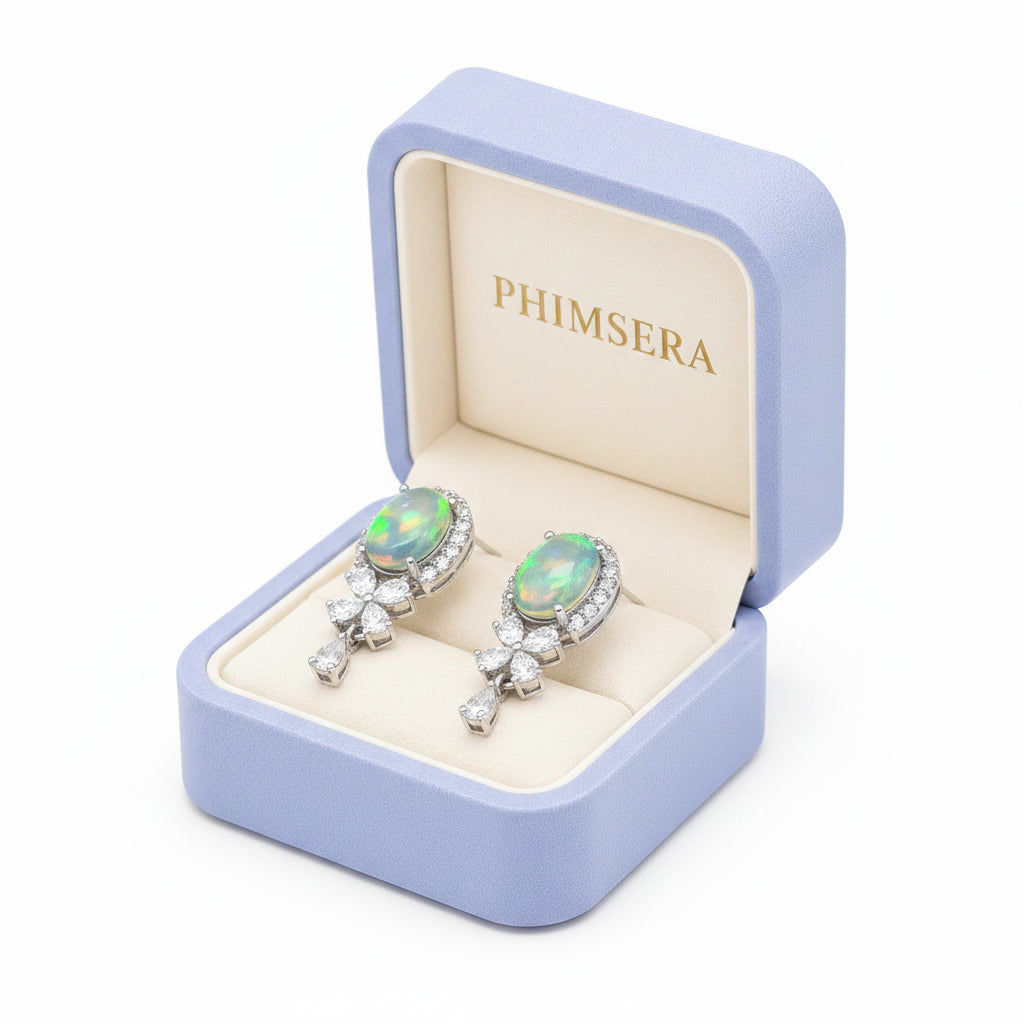 Natural Australian Opal Banquet Earrings 6x8mm
