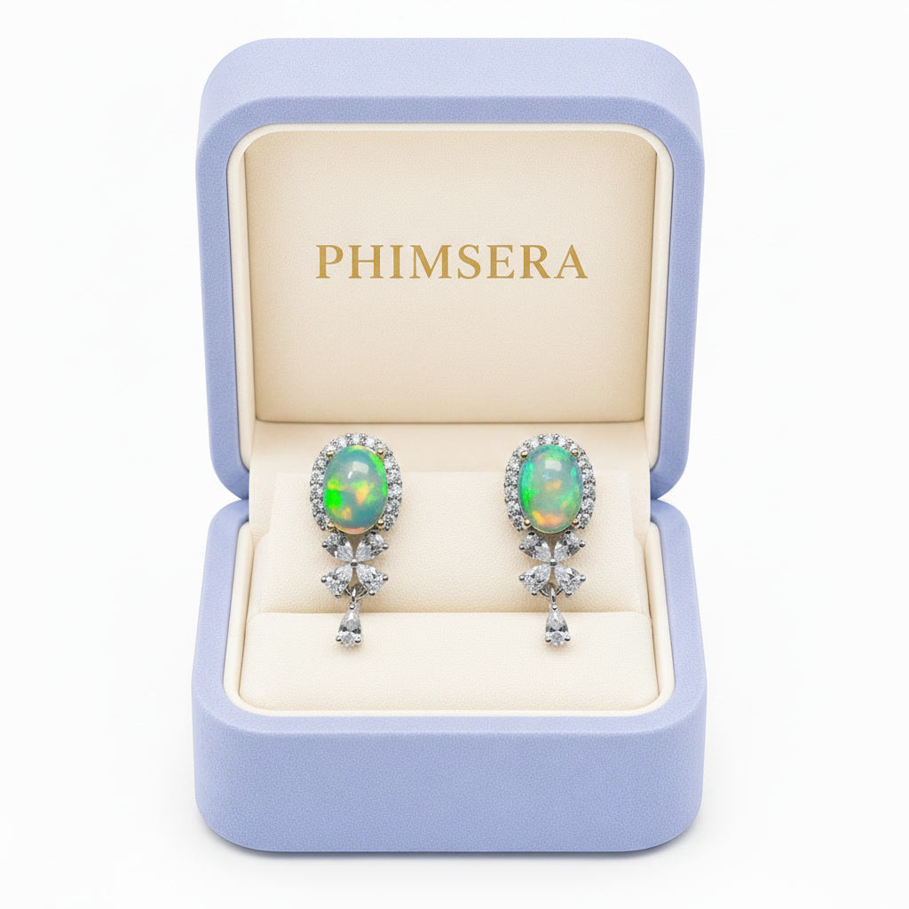 Natural Australian Opal Banquet Earrings 6x8mm
