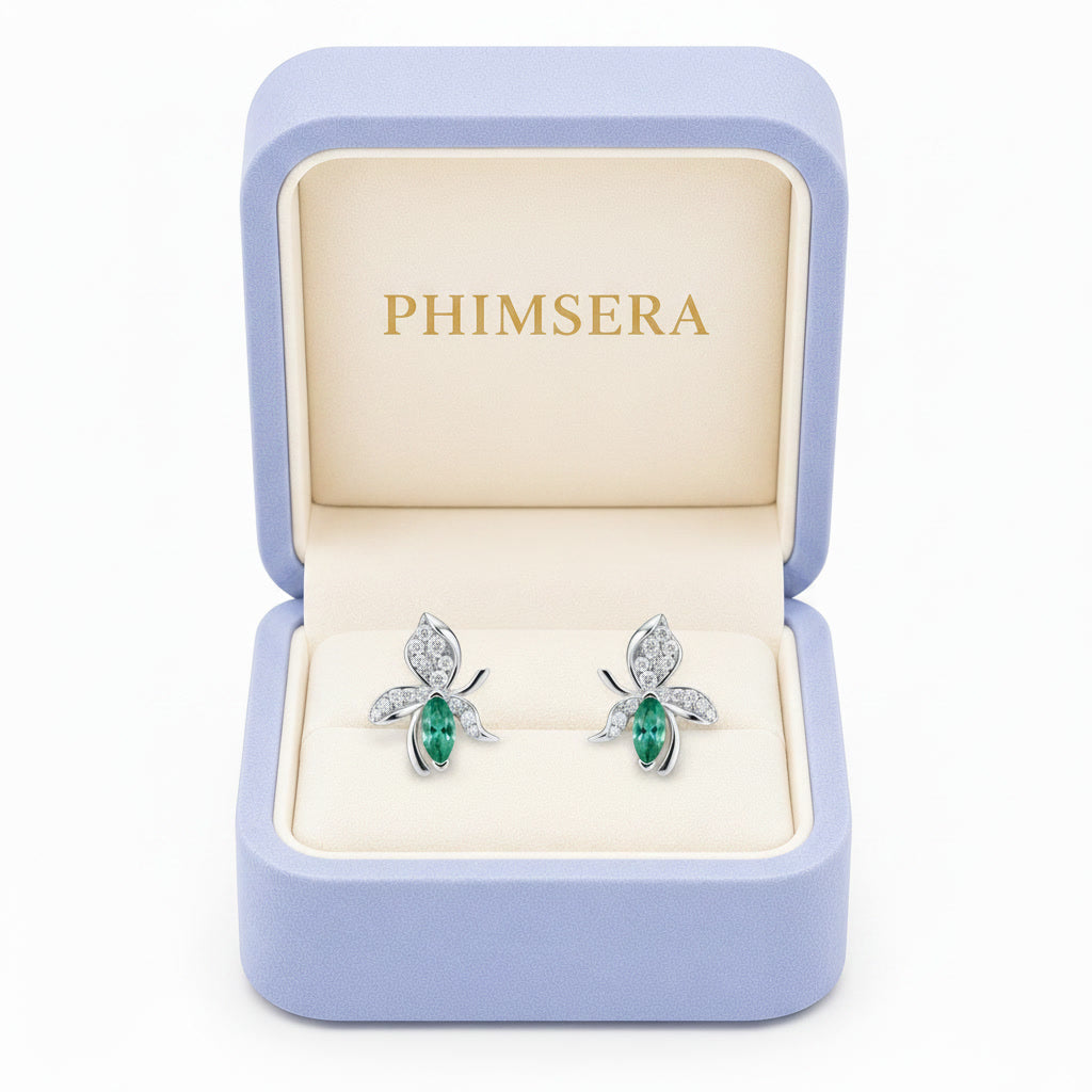 Natural Marquise Cut Emerald Stud Earrings 3x6mm 925 Sterling Silver