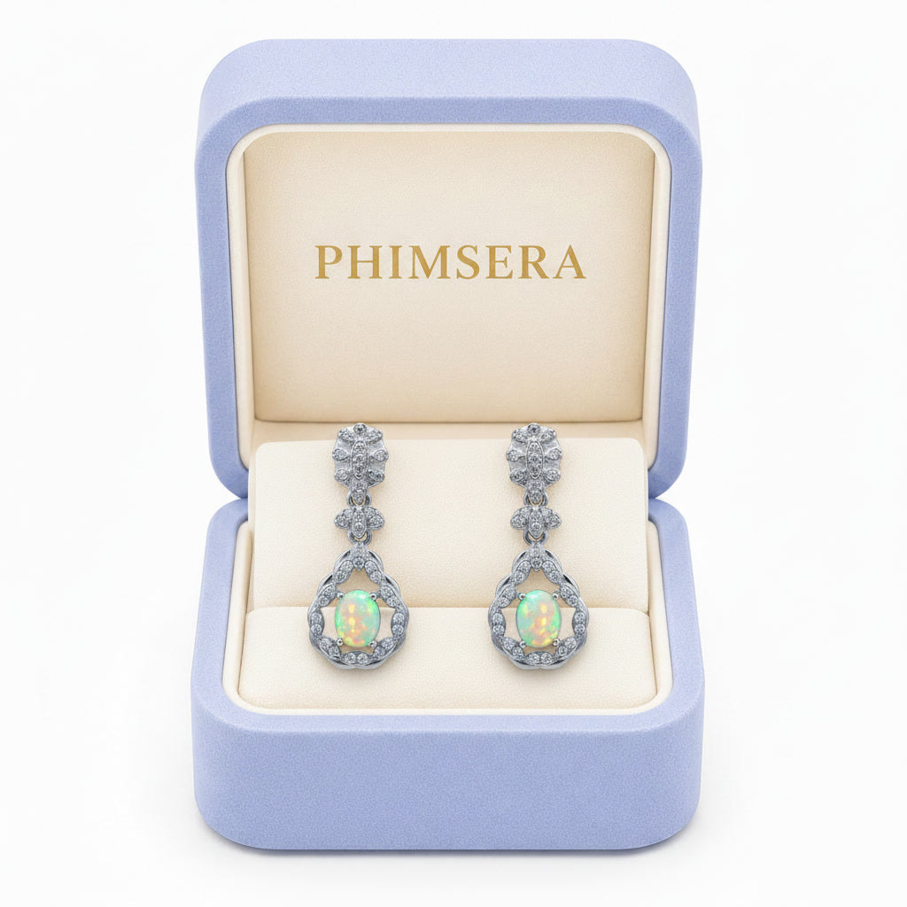 Fire Opal Gemstone Earrings 4x5mm 925 Sterling Silver