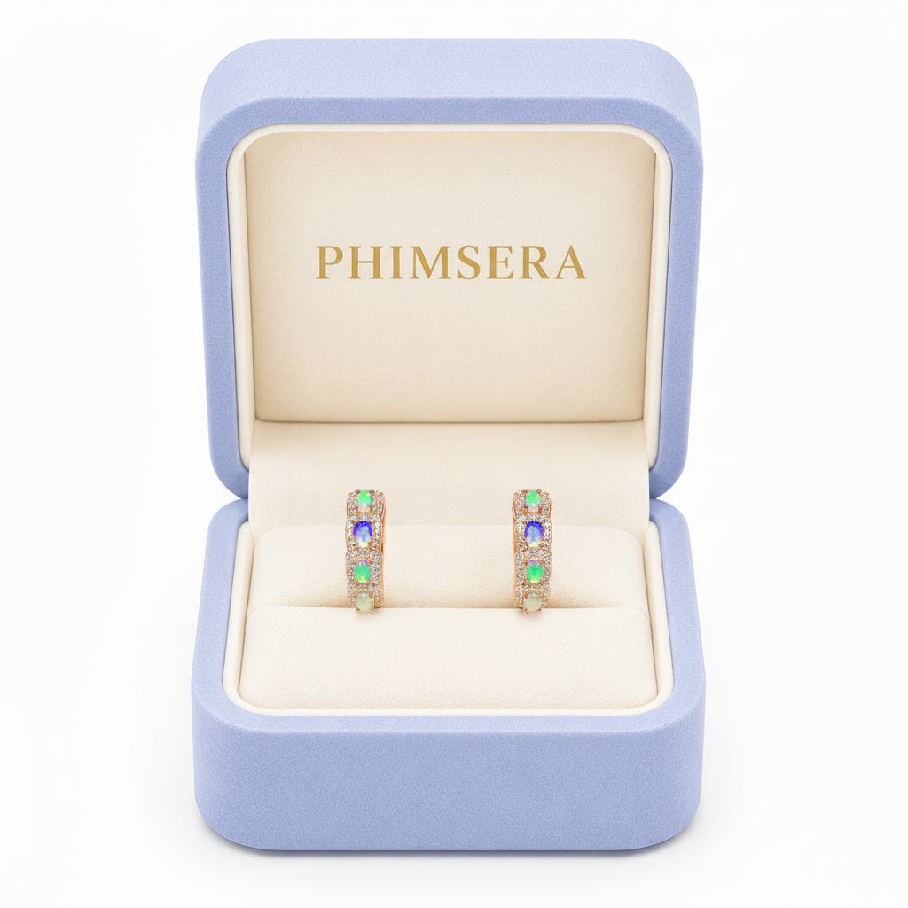 Natural Fire Opal Clip Earrings 3x4mm Sterling Silver, Opal Clip Earrings