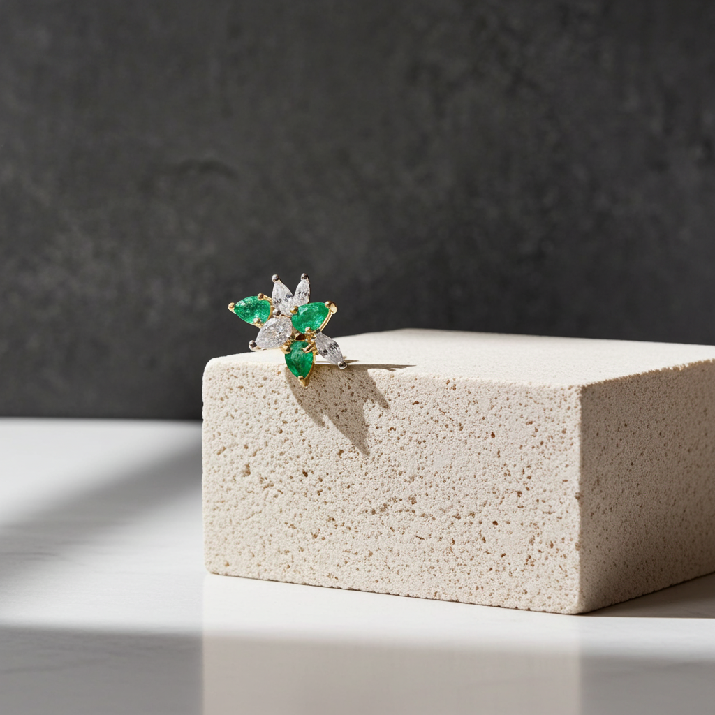 Natural Emerald Pear Cut Cluster Earrings 3x4mm VVS Grade